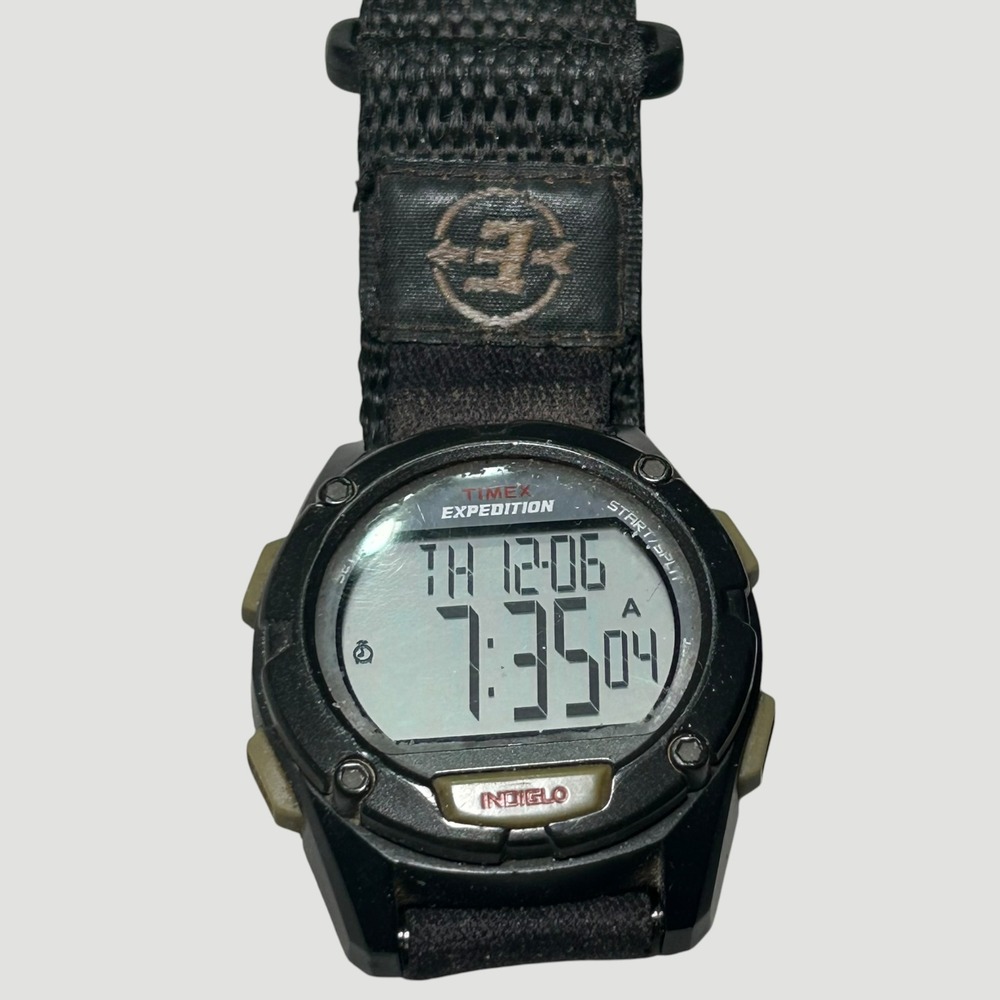 Timex Expedition Digital Watch Mens Black Nylon Strap Indiglo WR 100M 59111